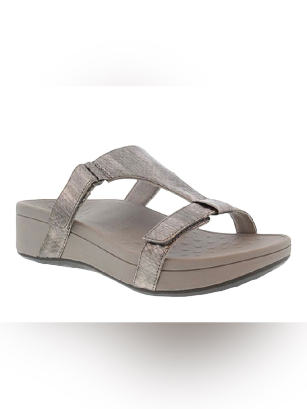 Women's Metallic Gray Wedge Sandals